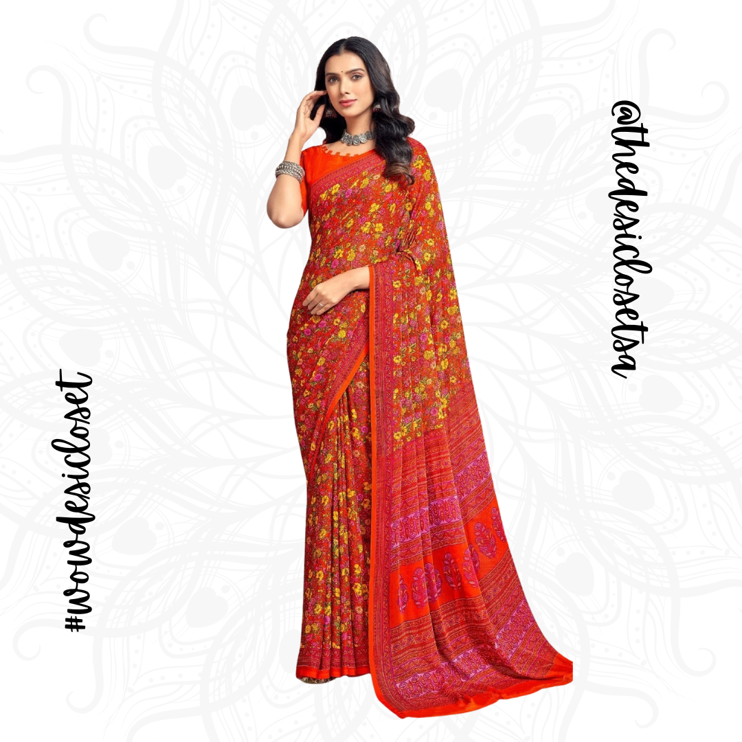 Chiffon Floral Sari