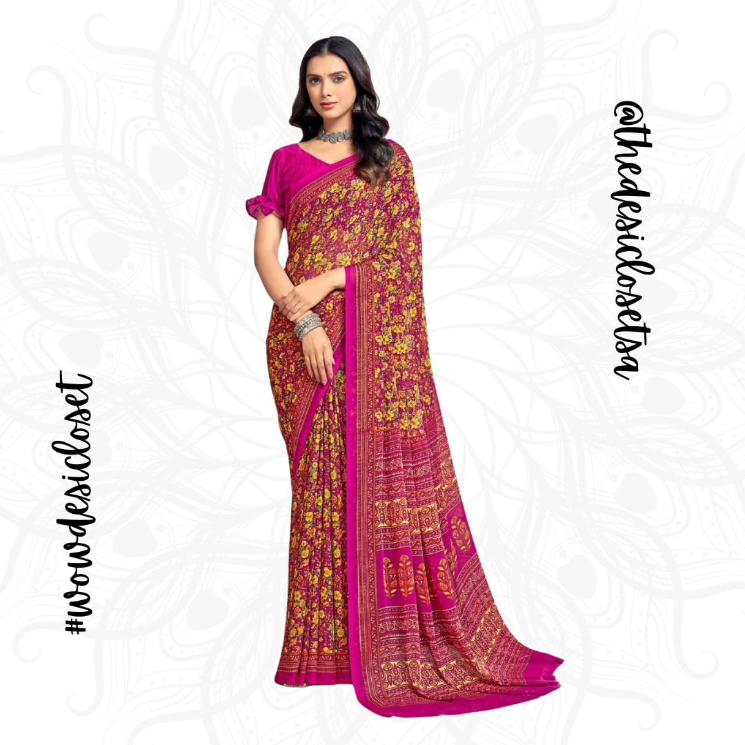 Chiffon Floral Sari