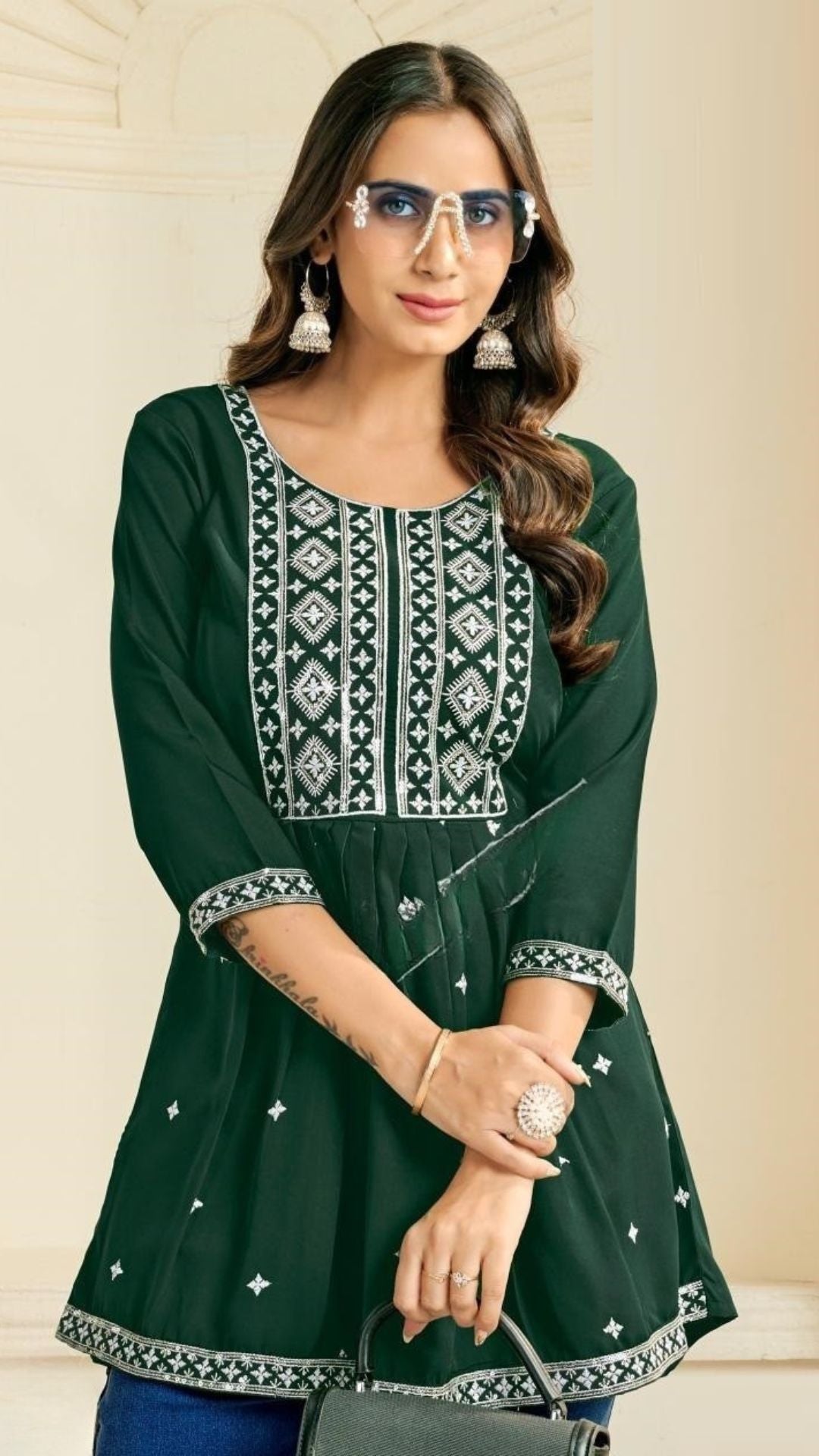 Rayon Embroidered Short Top