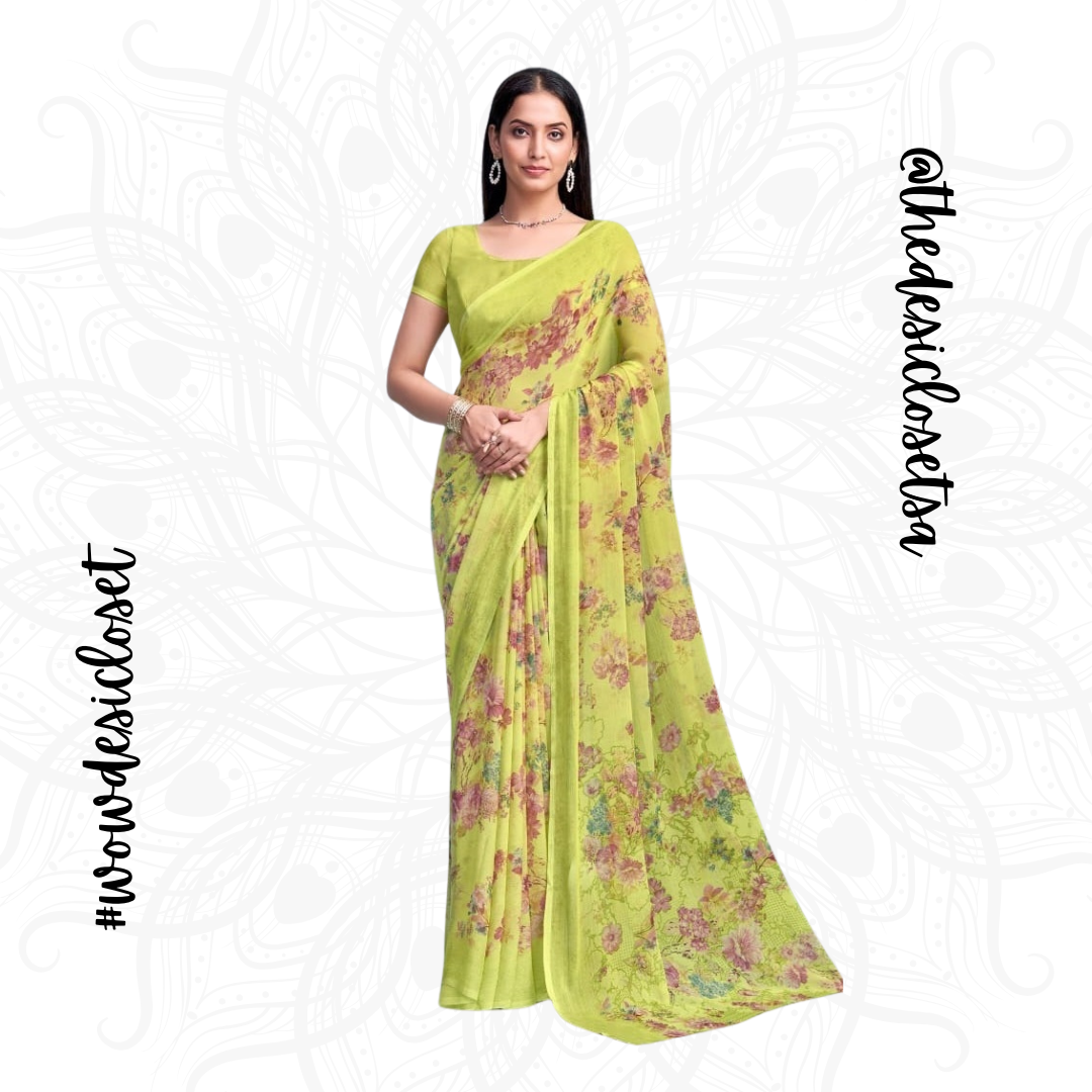 Chiffon Floral Sari