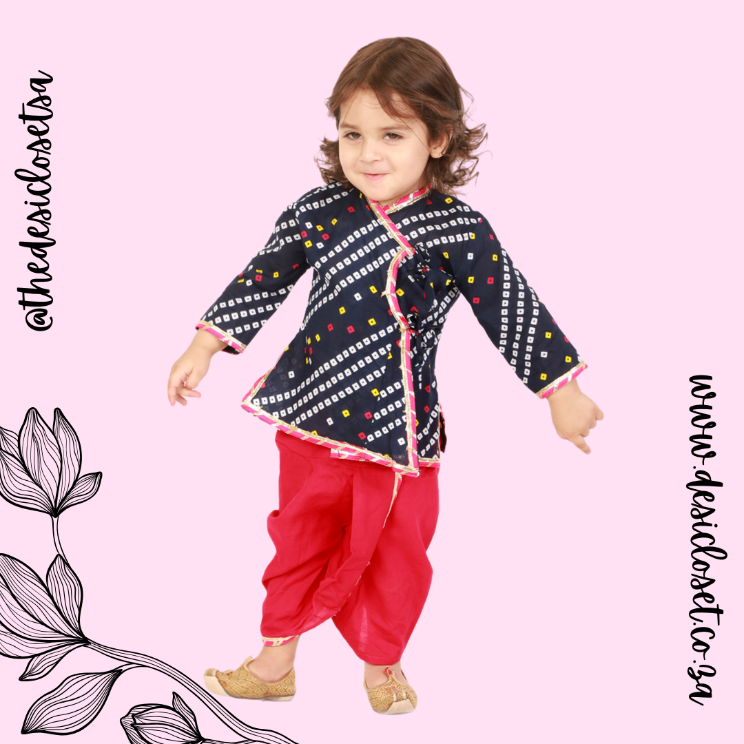 Navy and Pink Bhandani Print