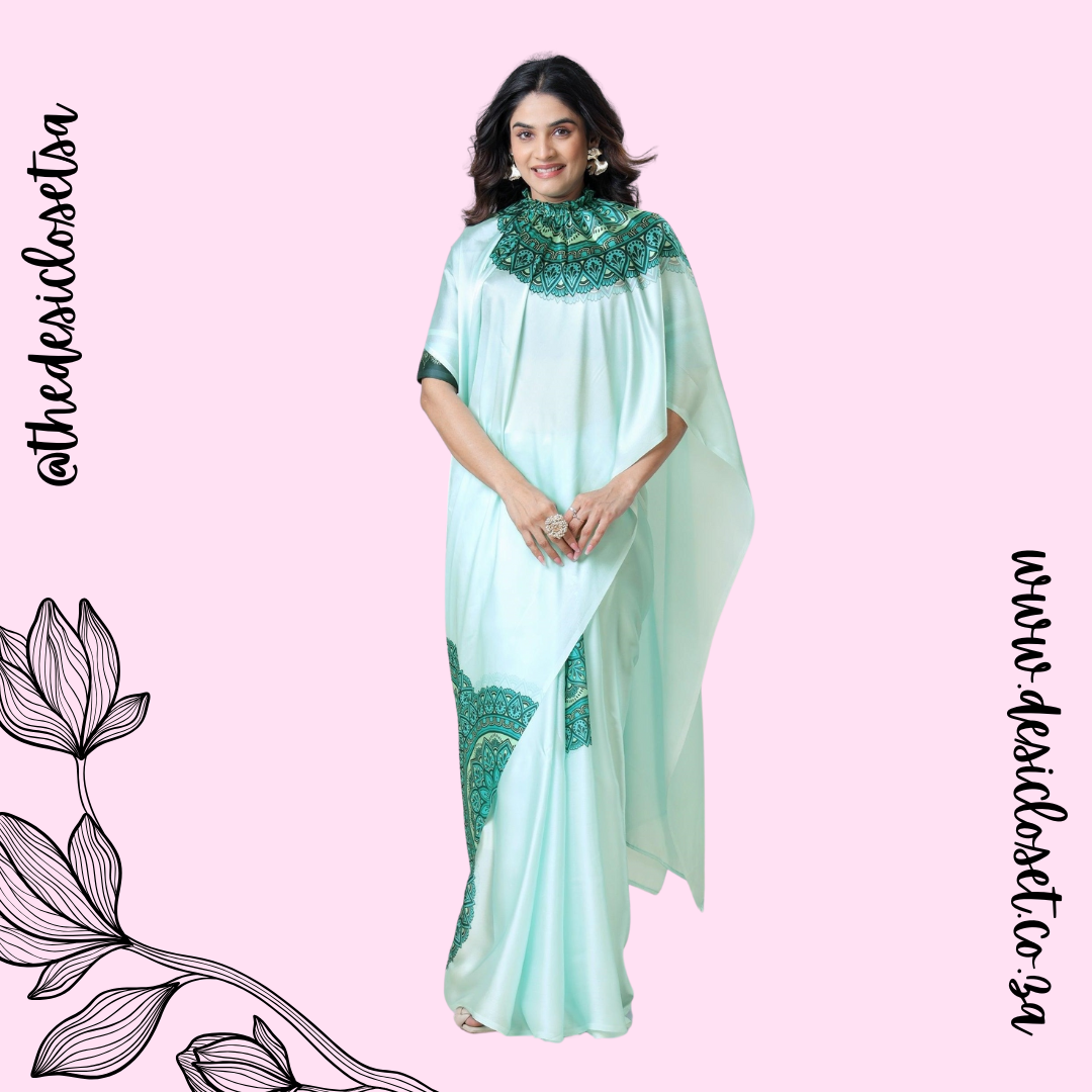 Crape Satin Sari (One Min Sari With Cut Out For Hand/Neck Drape)