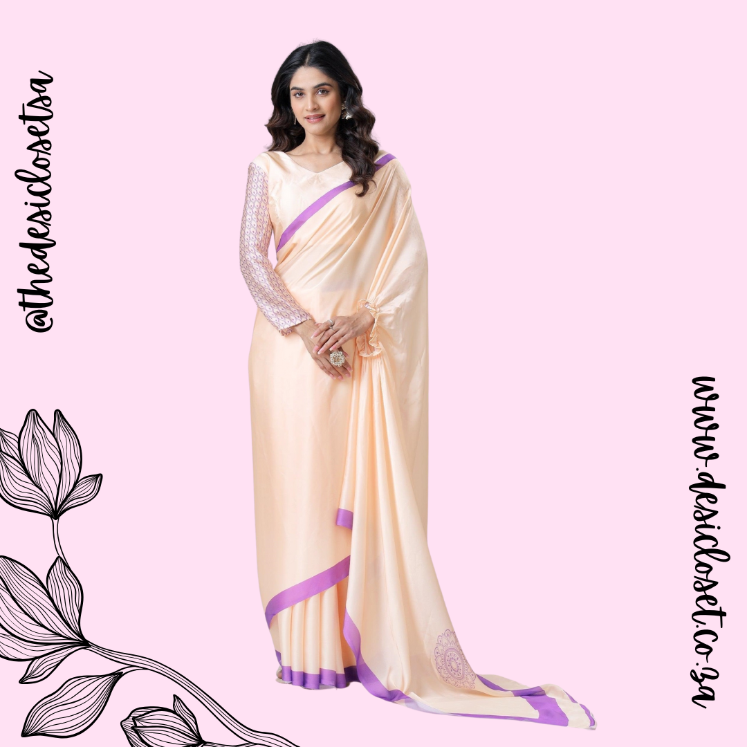 Crape Satin Sari (One Min Sari With Cut Out For Hand/Neck Drape)