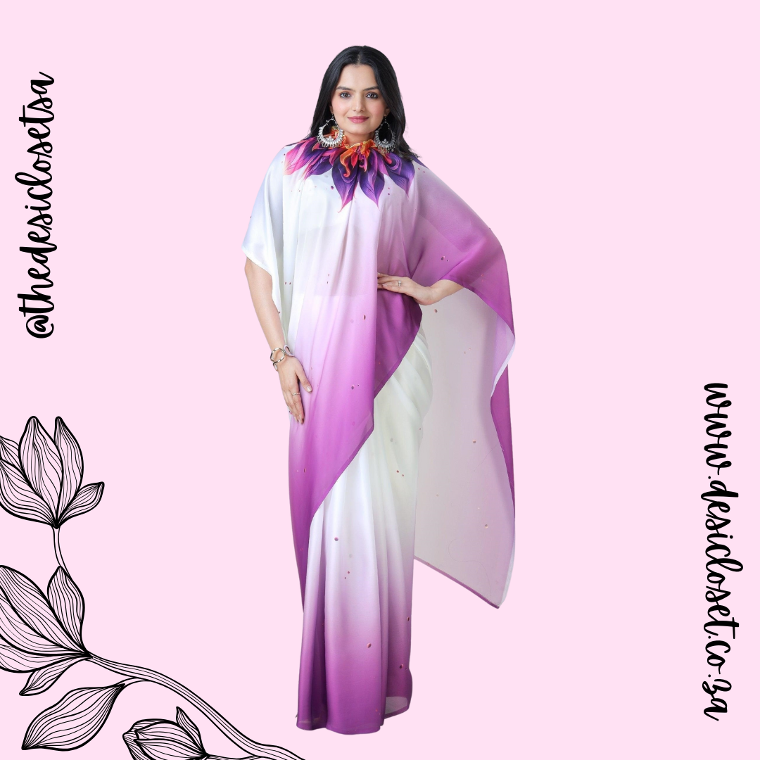 Crape Satin Sari (One Min Sari With Cut Out For Hand/Neck Drape)