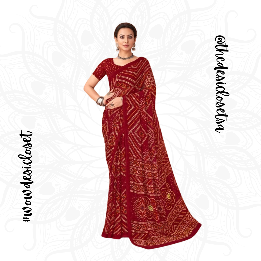 Chiffon Bandhani Sari