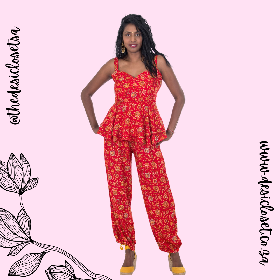 Peplum Fusion Set (Red)