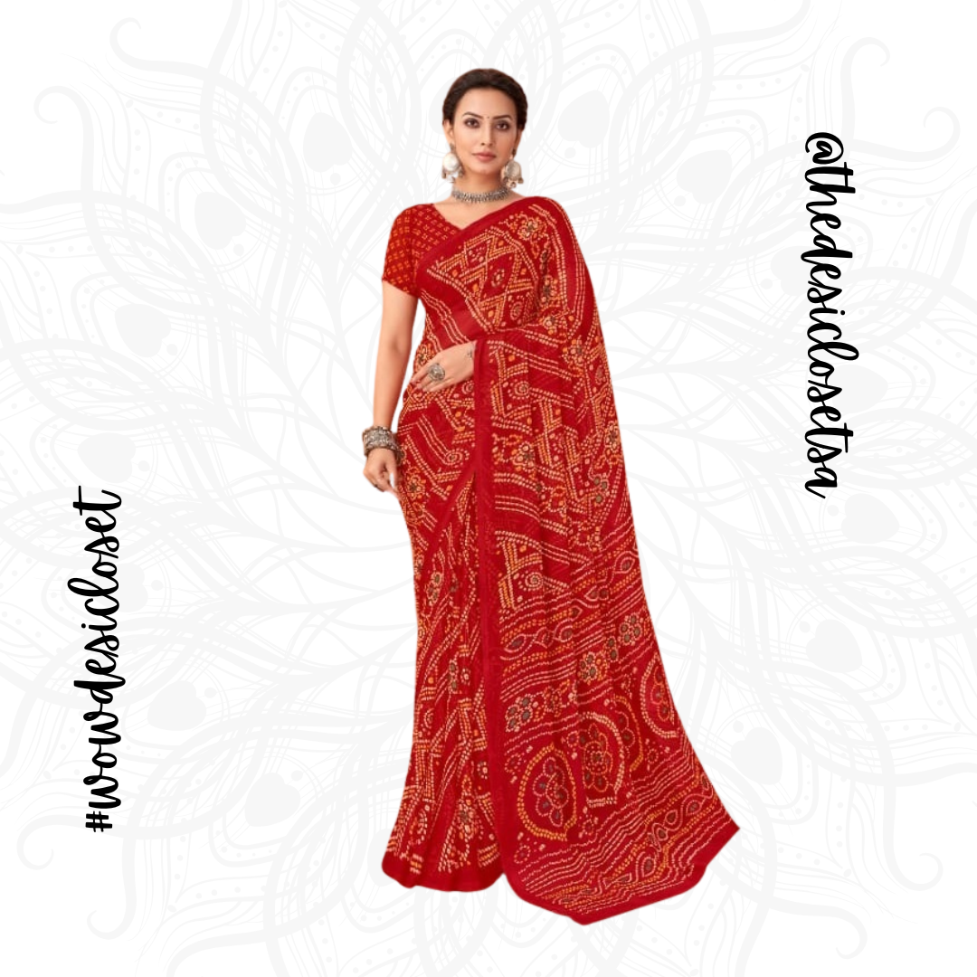 Chiffon Bandhani Sari