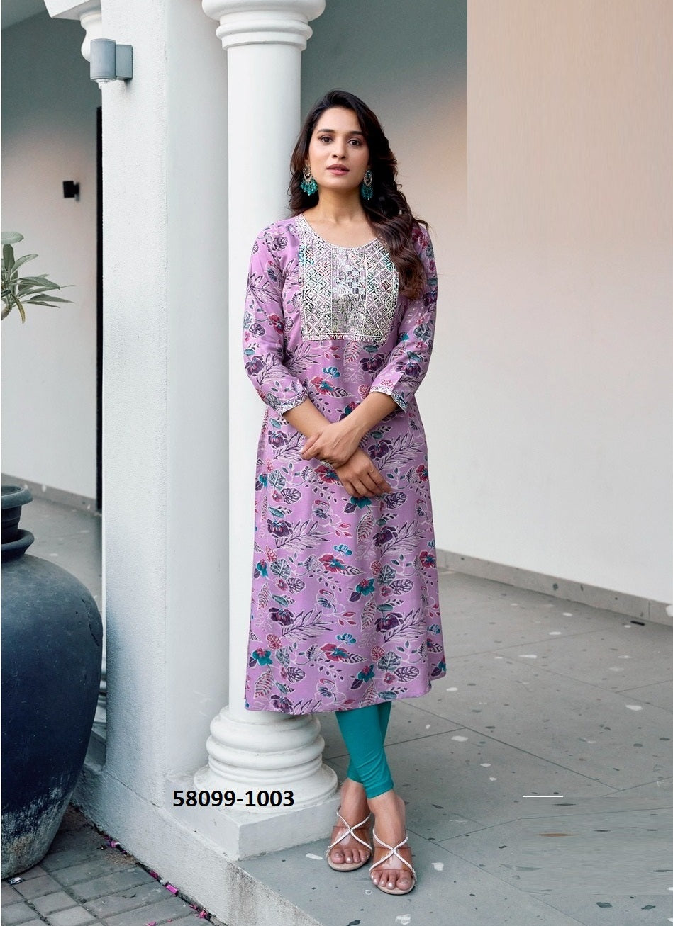 Straight-Cut Printed Rayon Top