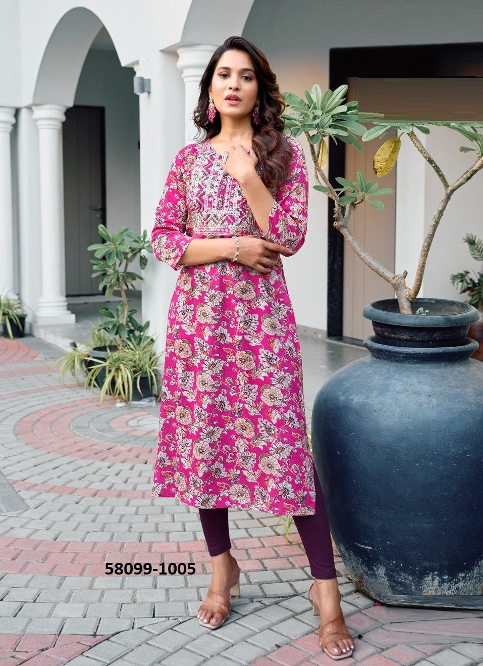 Straight-Cut Printed Rayon Top