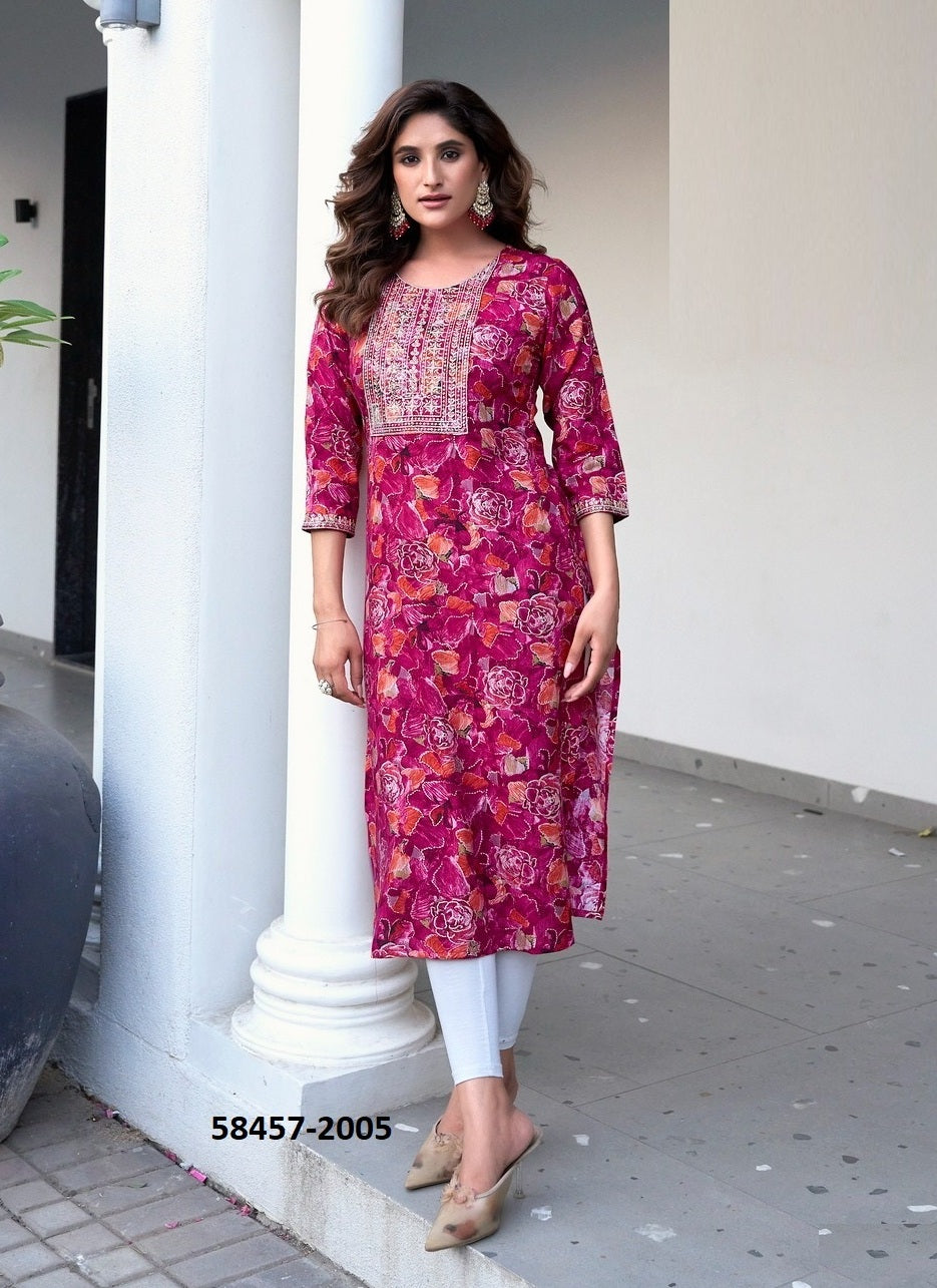 Straight-Cut Printed Rayon Top