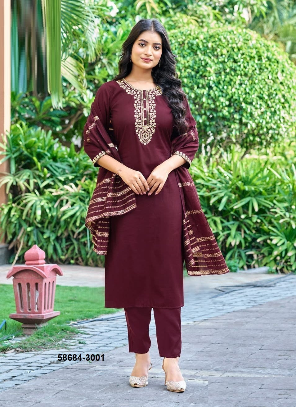 Rayon Salwar Set with Jacquard Dupatta