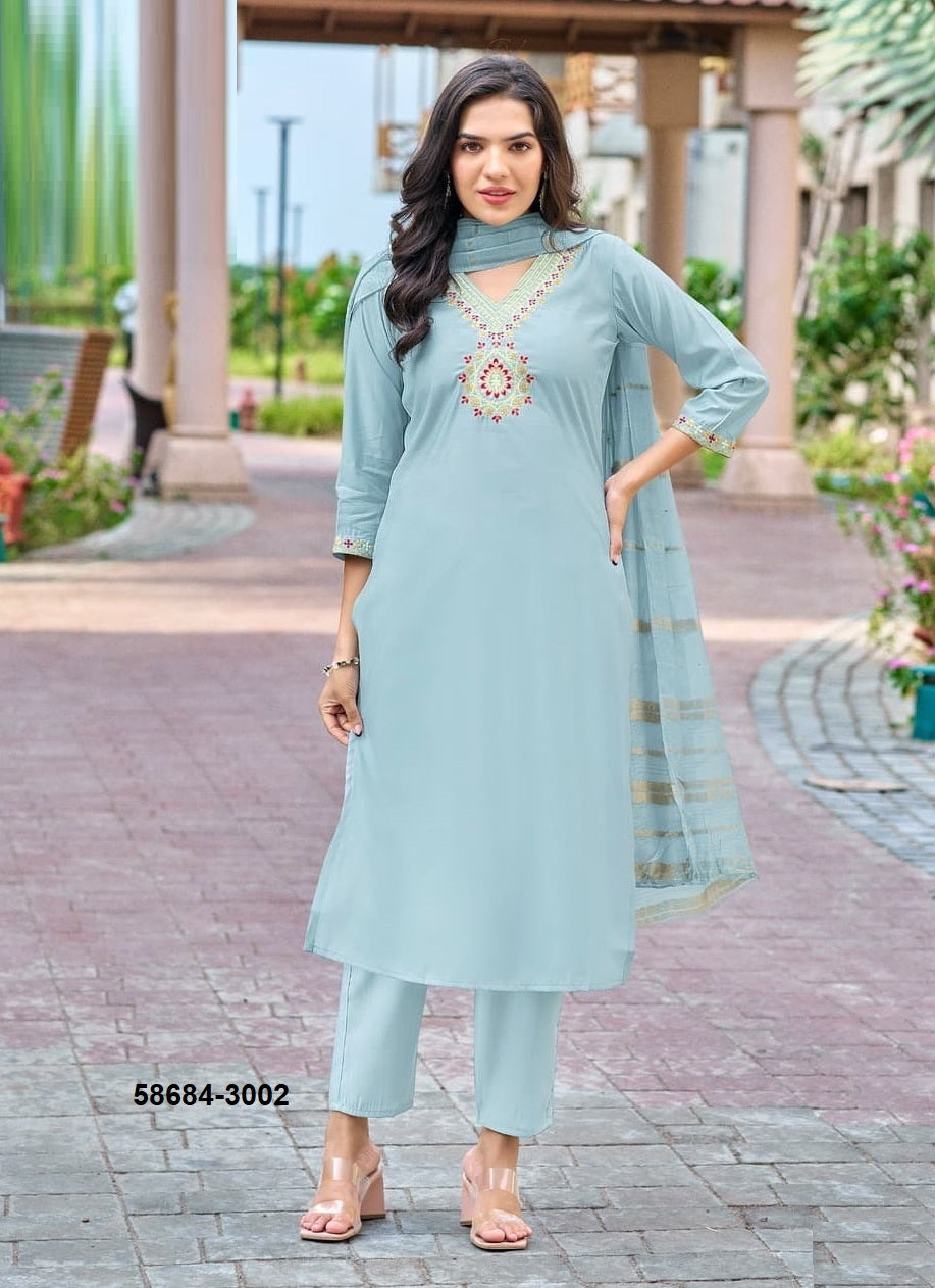 Rayon Salwar Set with Jacquard Dupatta