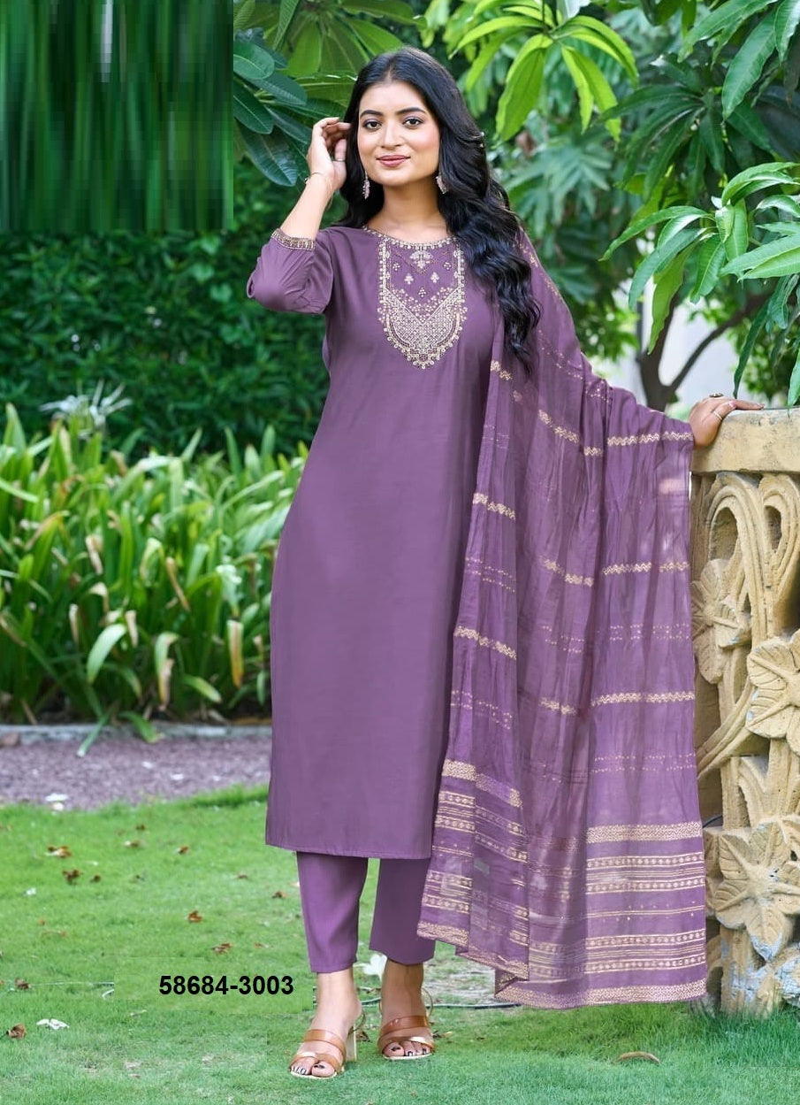 Rayon Salwar Set with Jacquard Dupatta
