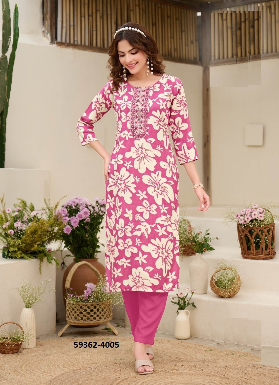 Straight-Cut Printed Rayon Top