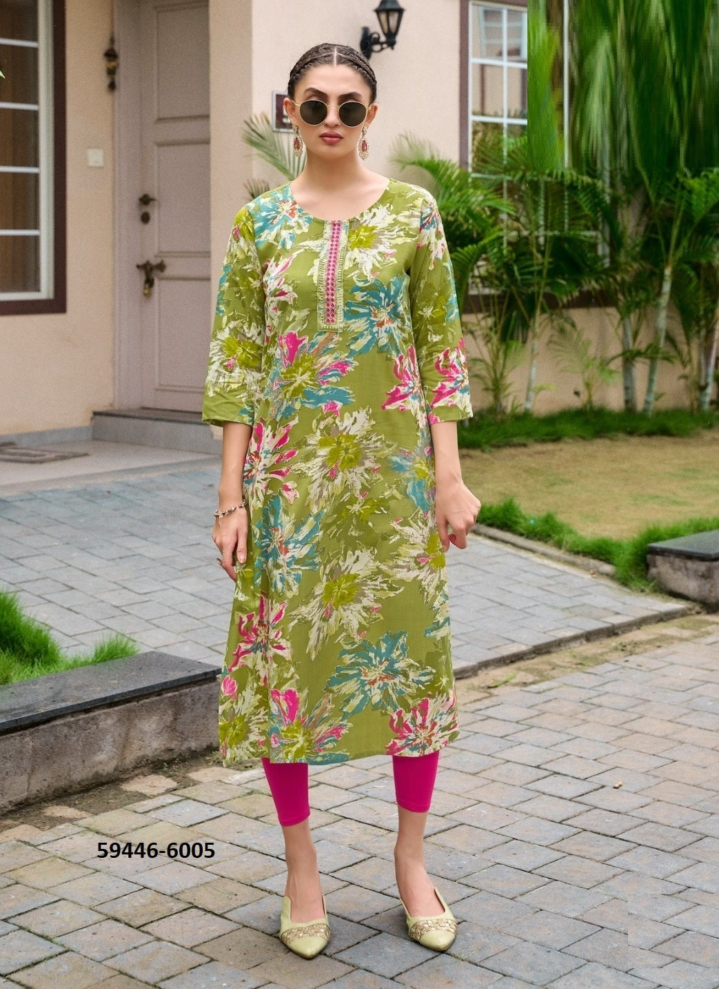 Straight-Cut Printed Rayon Top