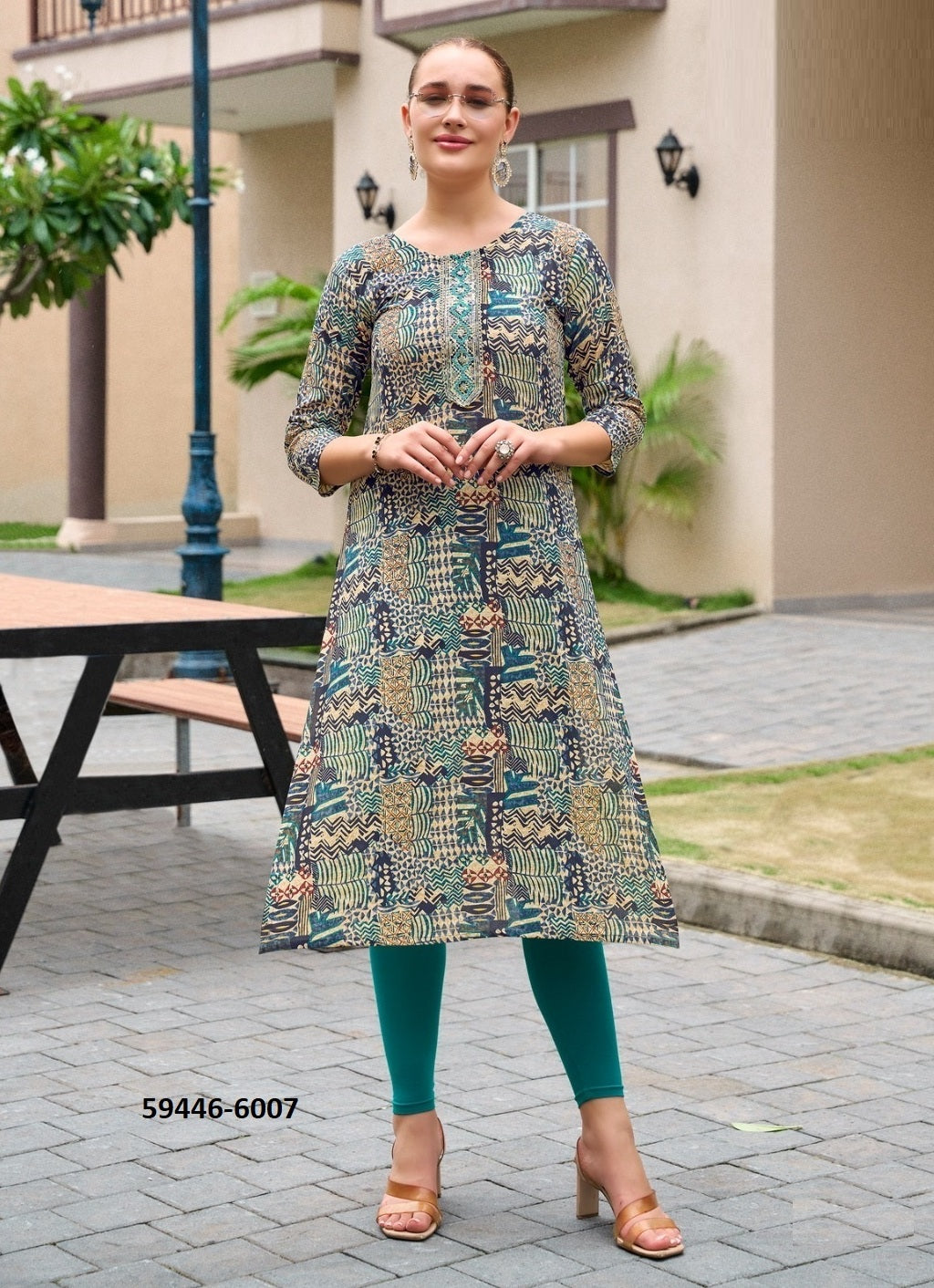 Straight-Cut Printed Rayon Top