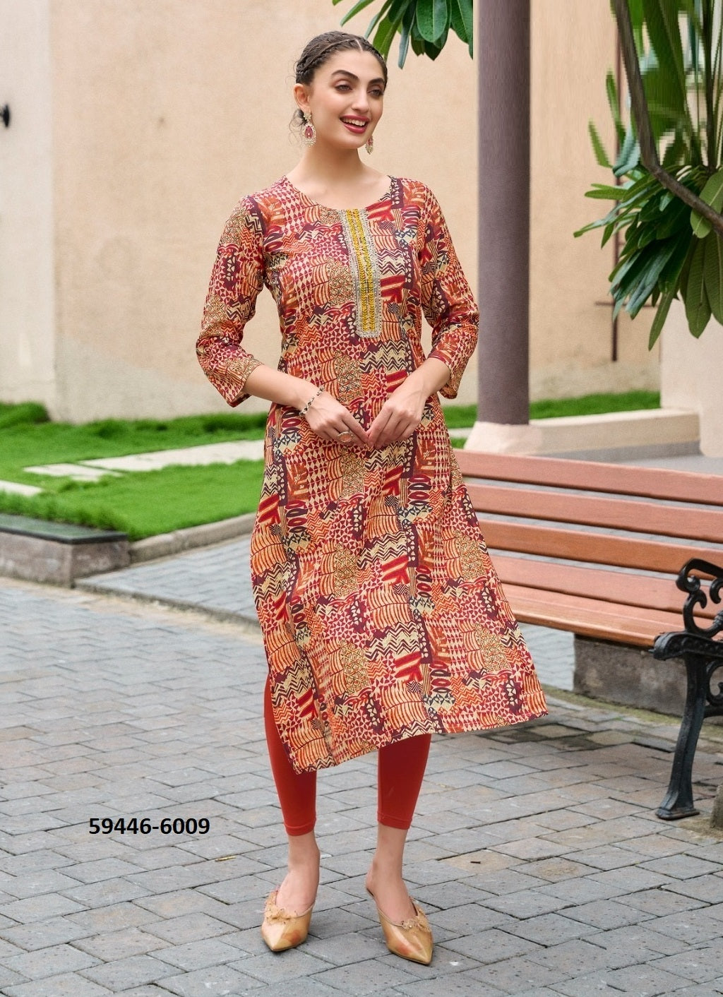Straight-Cut Printed Rayon Top