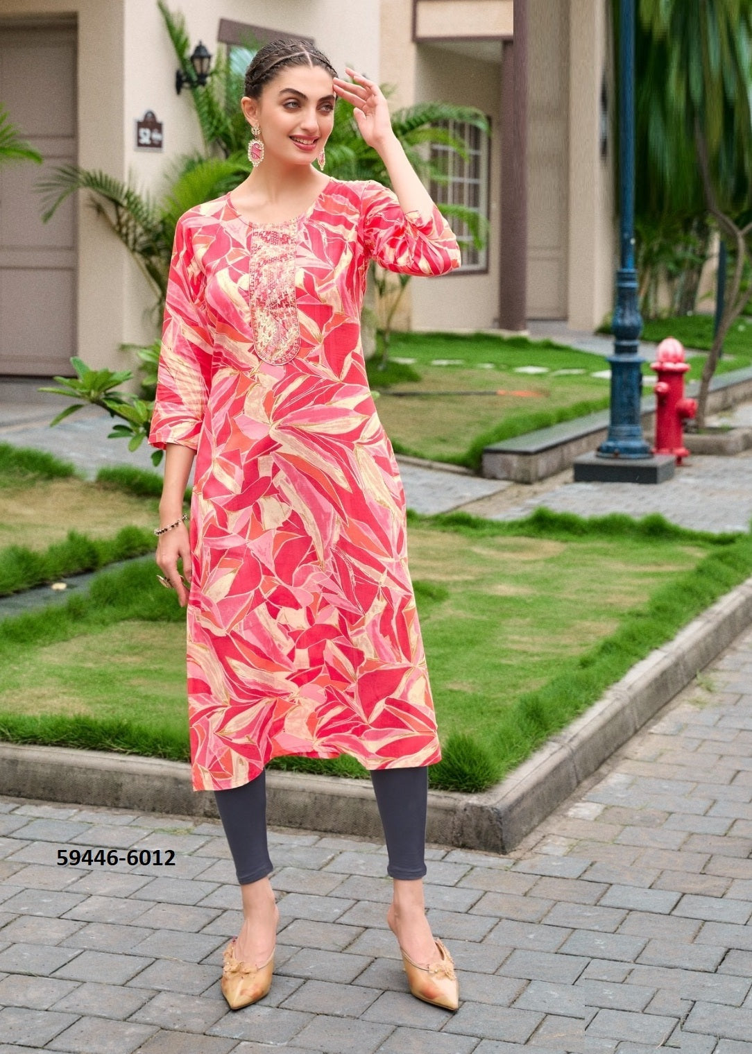 Straight-Cut Printed Rayon Top