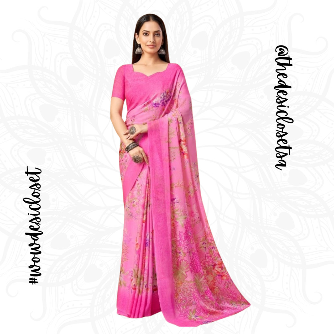 Chiffon Floral Sari