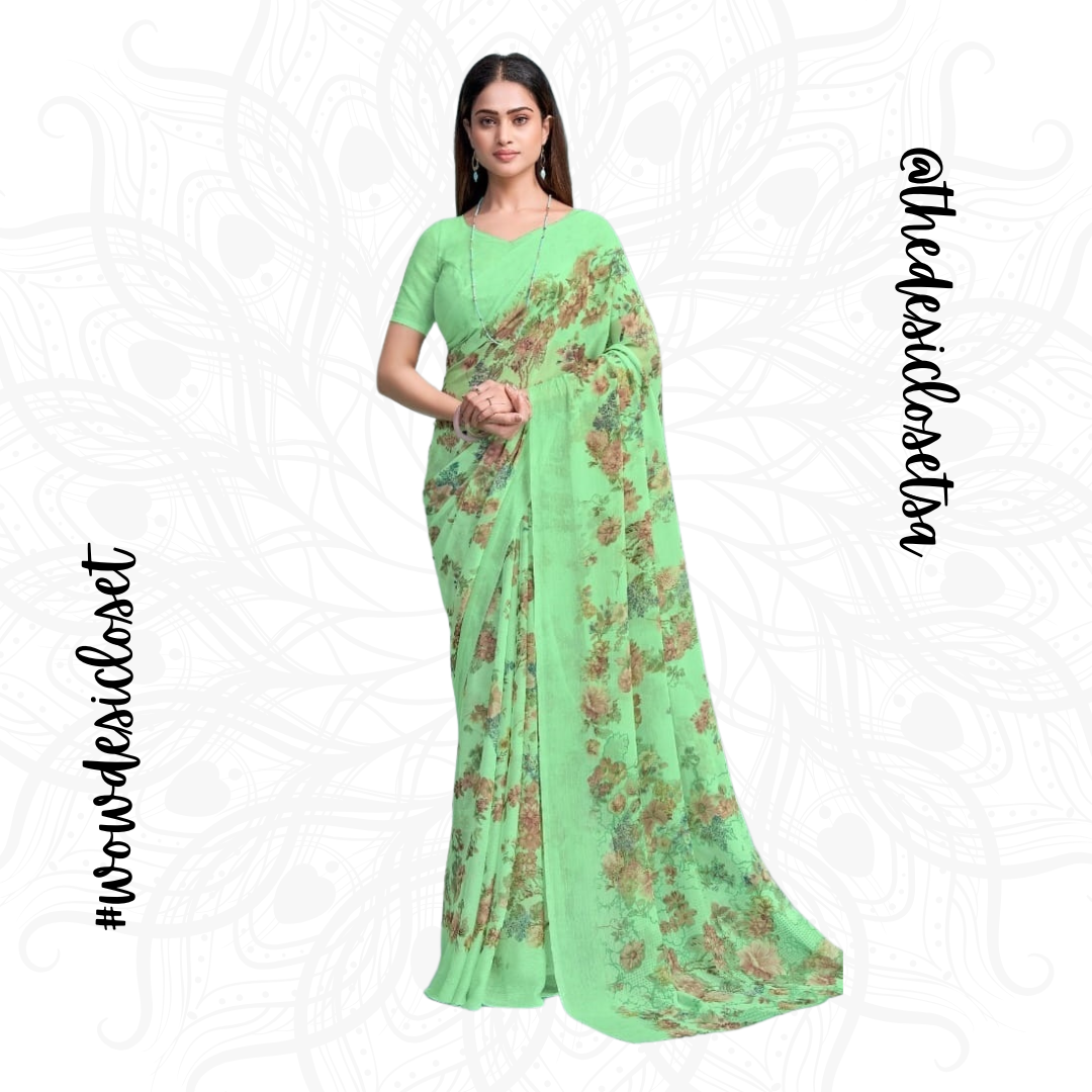 Chiffon Floral Sari