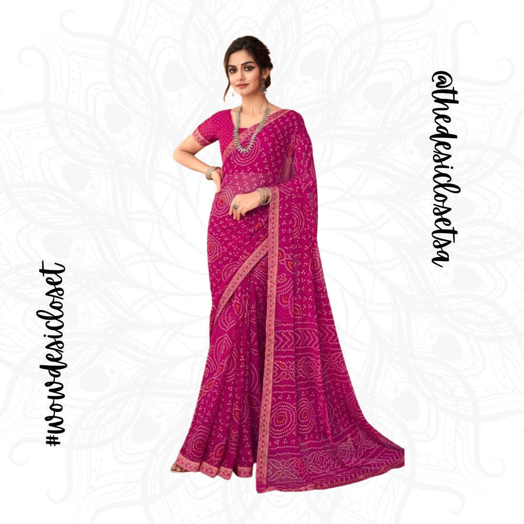 Chiffon Bandhani Sari