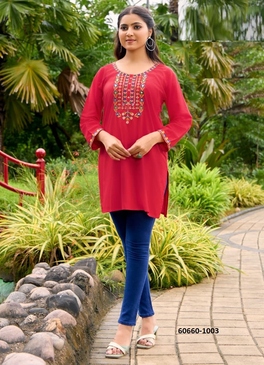 Rayon Embroidered Short Top