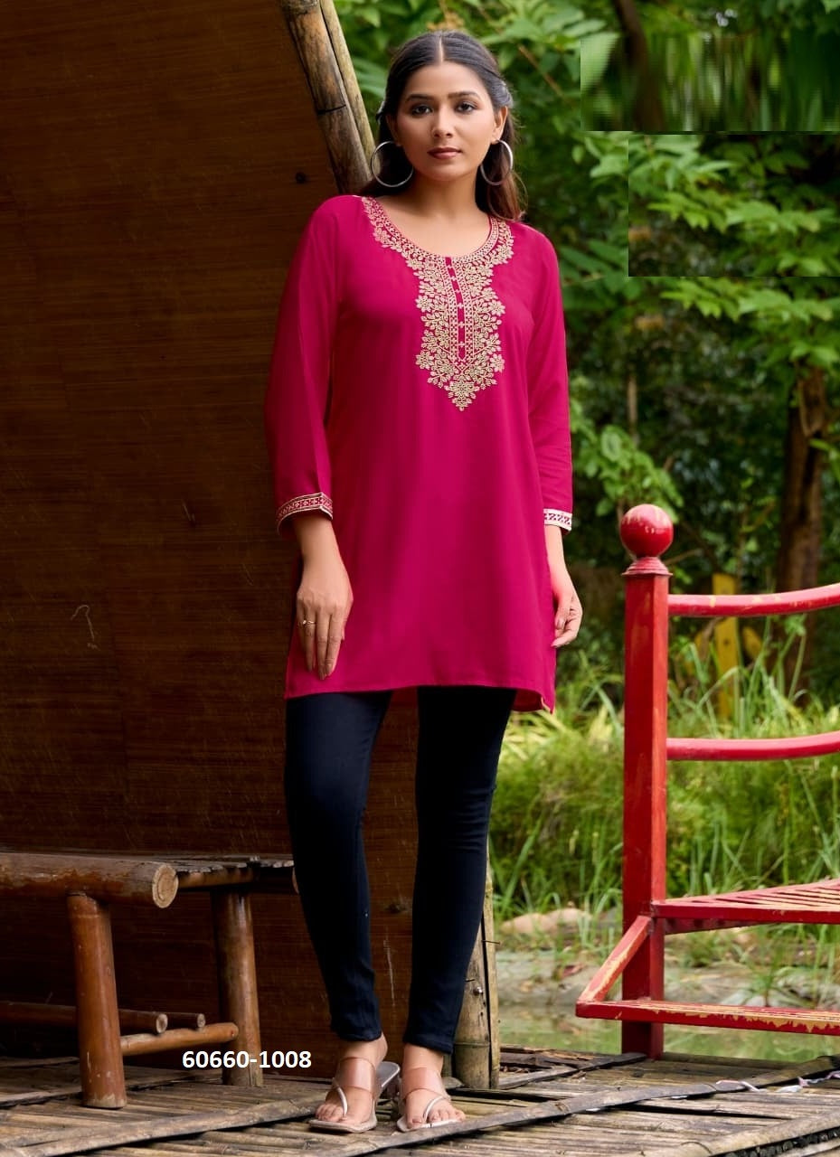 Rayon Embroidered Short Top