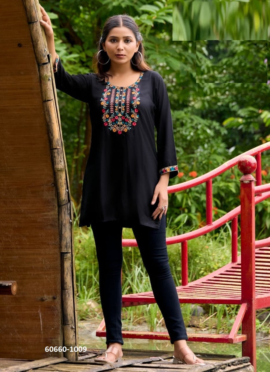 Rayon Embroidered Short Top