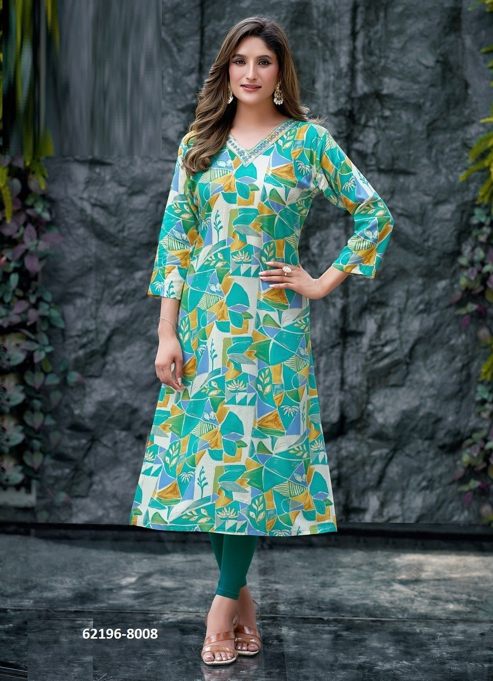 Straight-Cut Printed Rayon Top