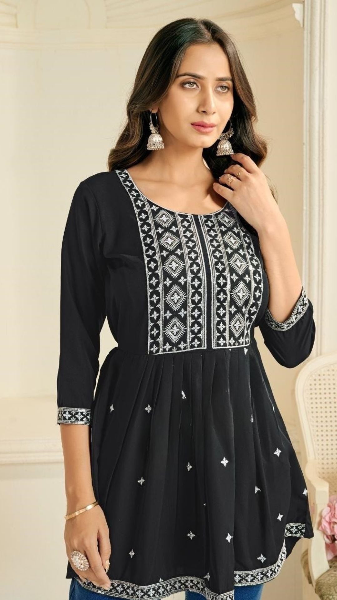 Rayon Embroidered Short Top