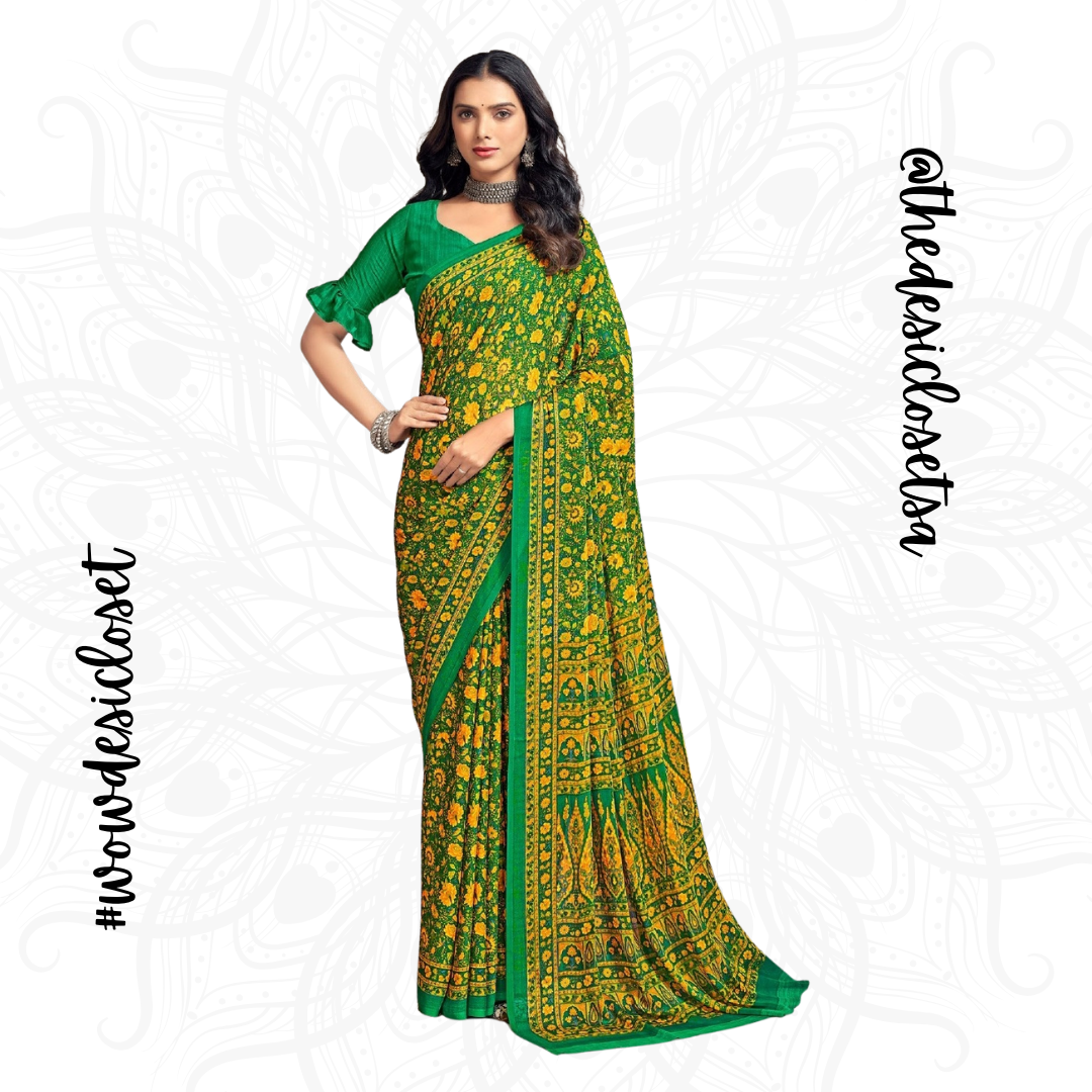 Chiffon Floral Sari