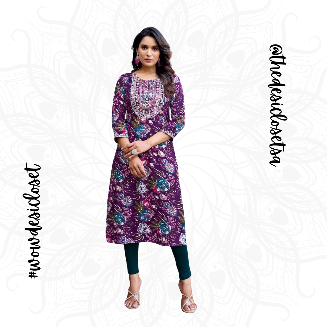 Straight-Cut Printed Rayon Top