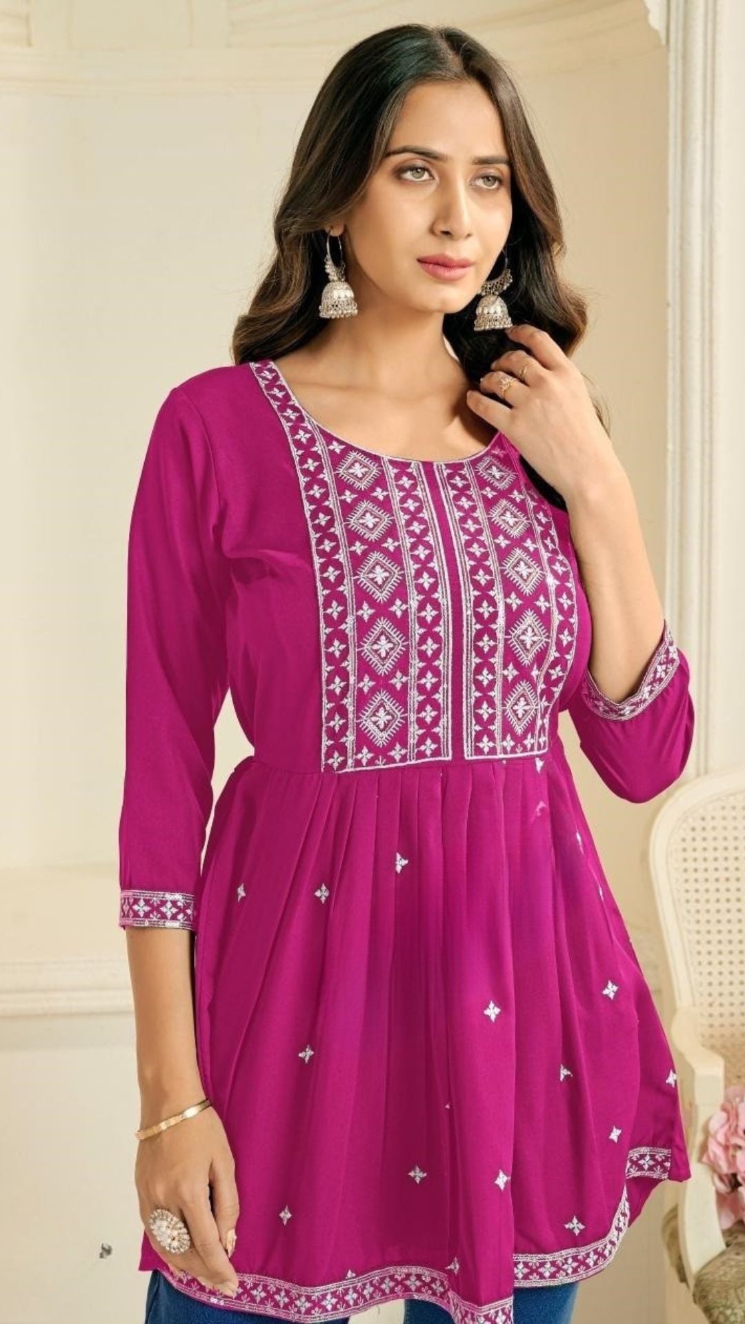 Rayon Embroidered Short Top