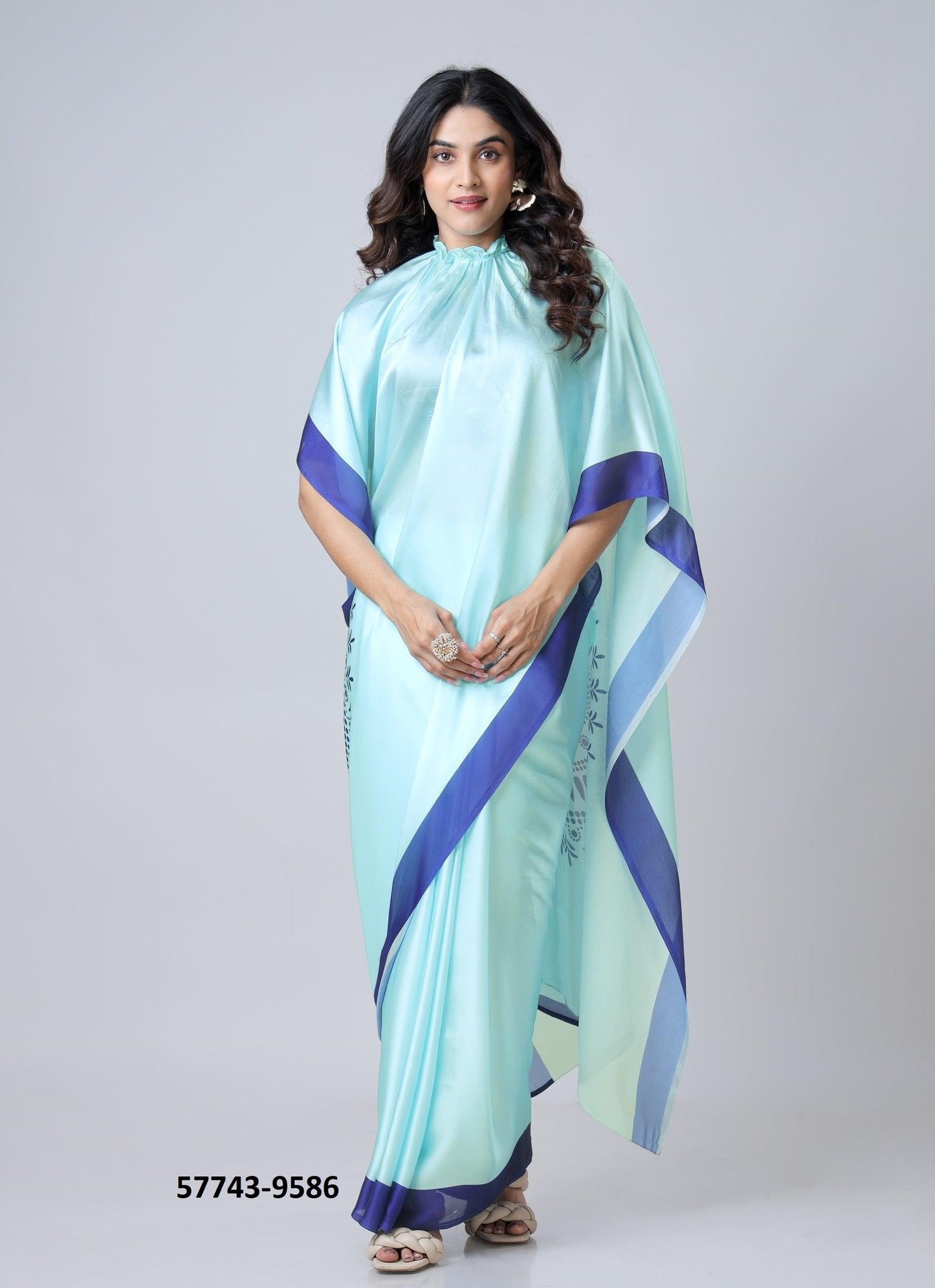 Crape Satin Sari (One Min Sari With Cut Out For Hand/Neck Drape)
