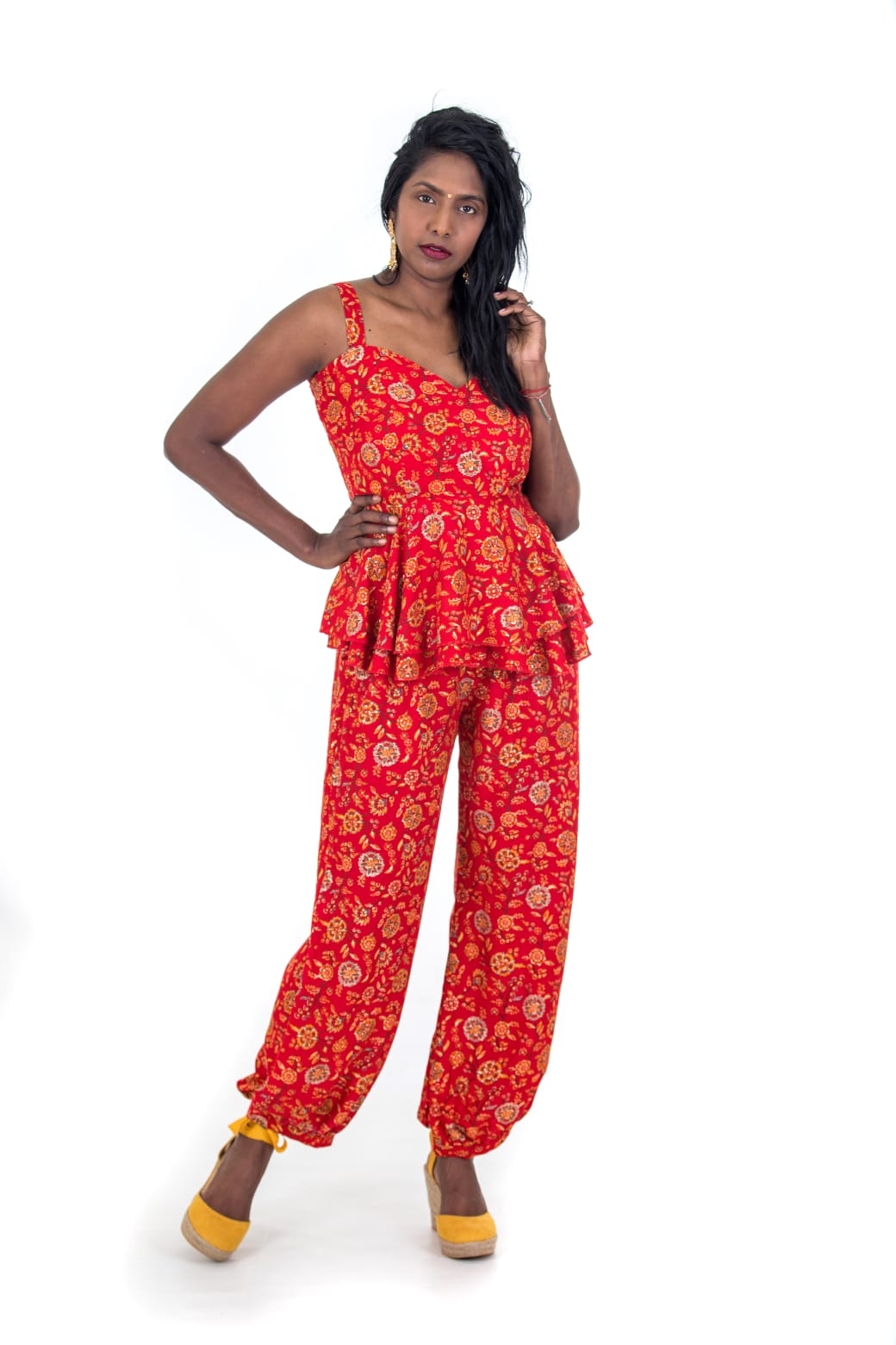 Peplum Fusion Set (Red)