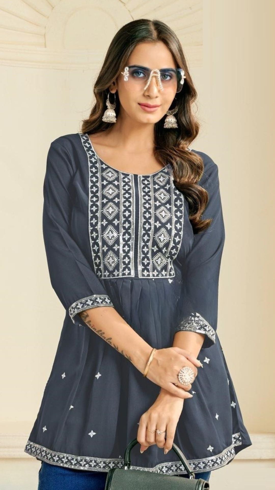 Rayon Embroidered Short Top