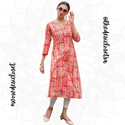 Straight-Cut Printed Rayon Top