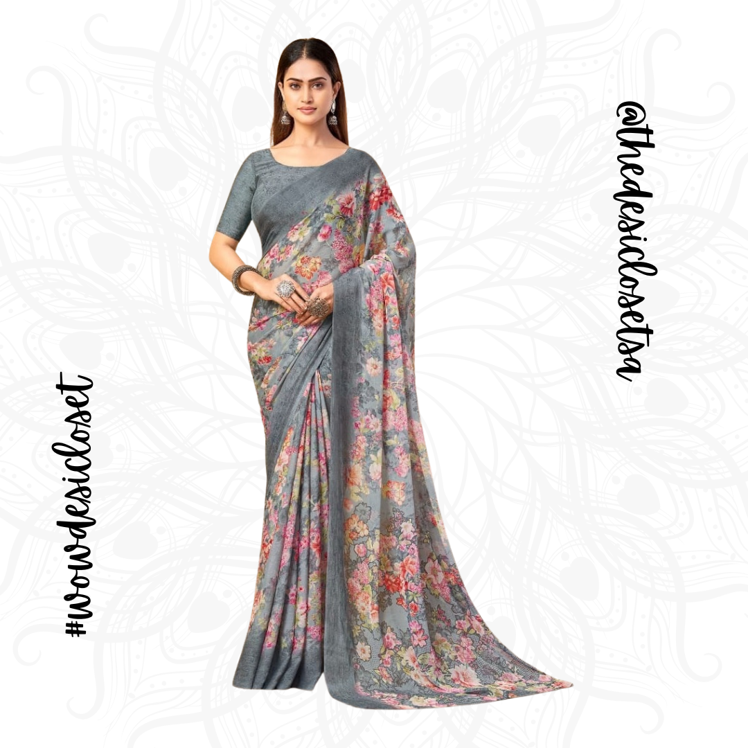 Chiffon Floral Sari
