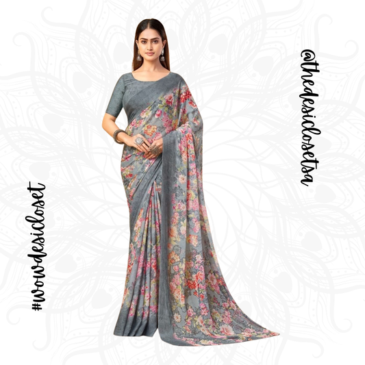 Chiffon Floral Sari