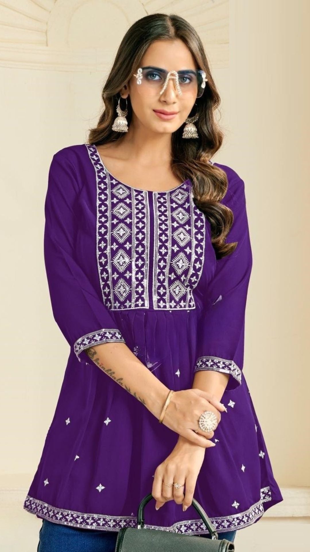 Rayon Embroidered Short Top
