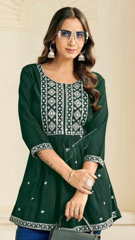 Rayon Embroidered Short Top