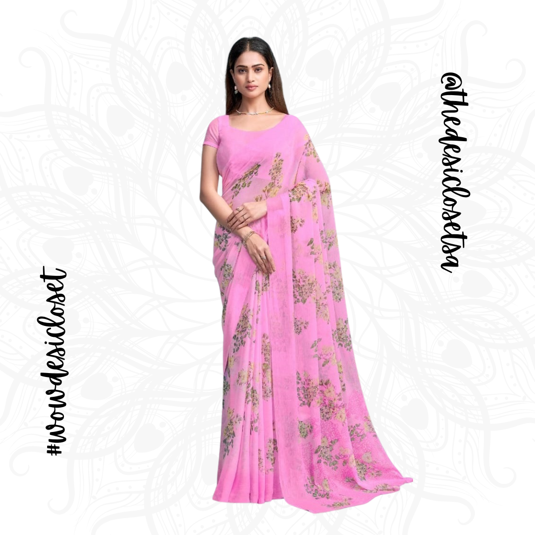 Chiffon Floral Sari