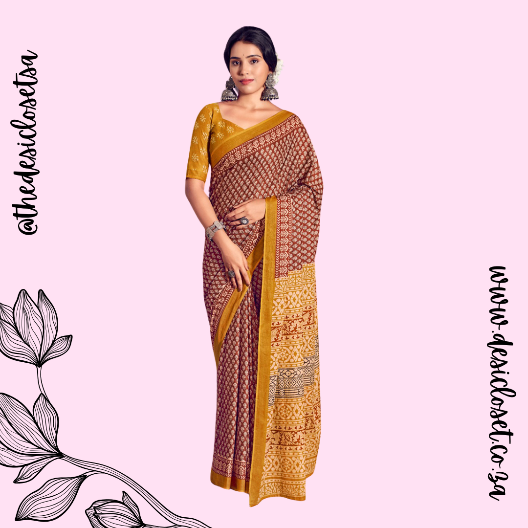 Cotton Unstitched Sari