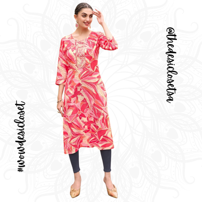 Straight-Cut Printed Rayon Top