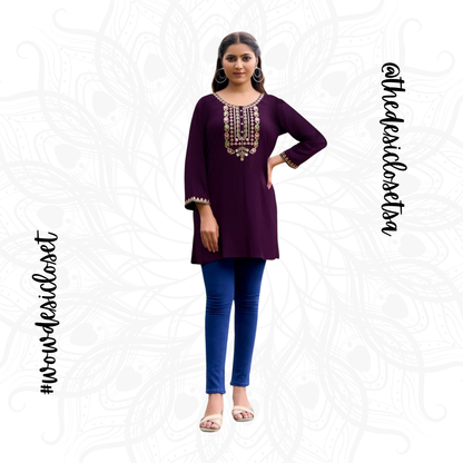 Rayon Embroidered Short Top