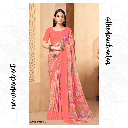 Chiffon Floral Sari