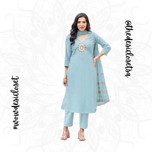 Rayon Salwar Set with Jacquard Dupatta