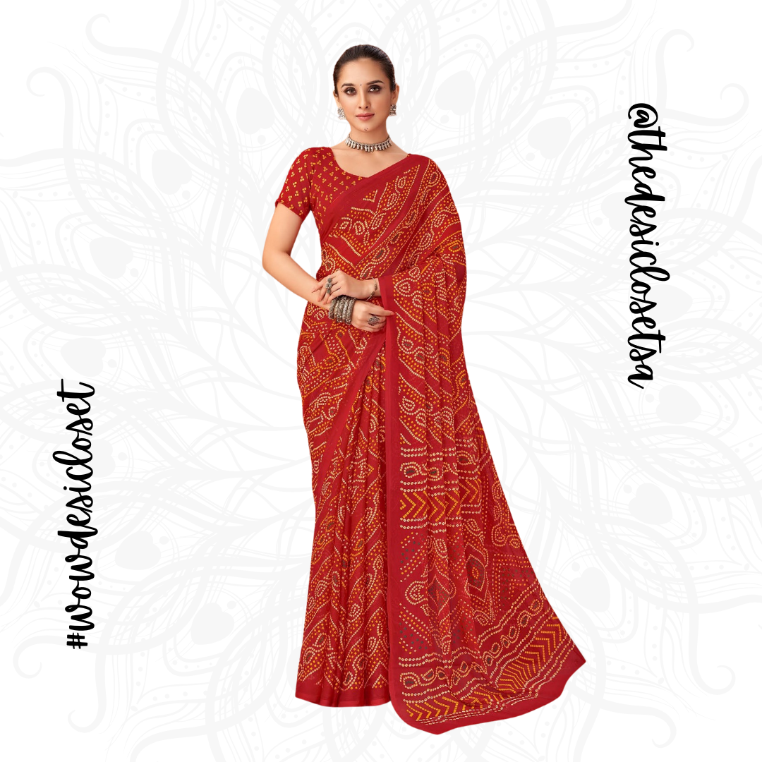 Chiffon Bandhani Sari