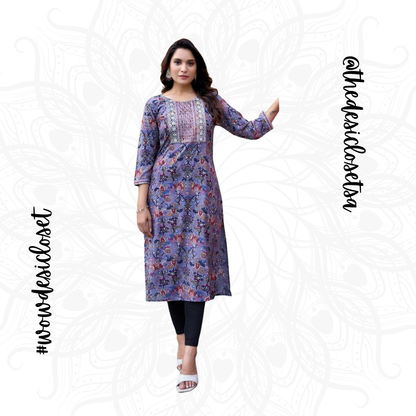 Straight-Cut Printed Rayon Top