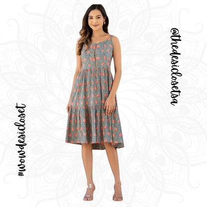 Blue Boho Cotton Summer Dress